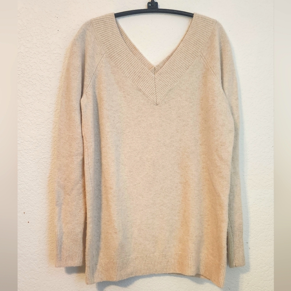 Loft Merino Wool Blend Double V-Neck Sweater, Size M